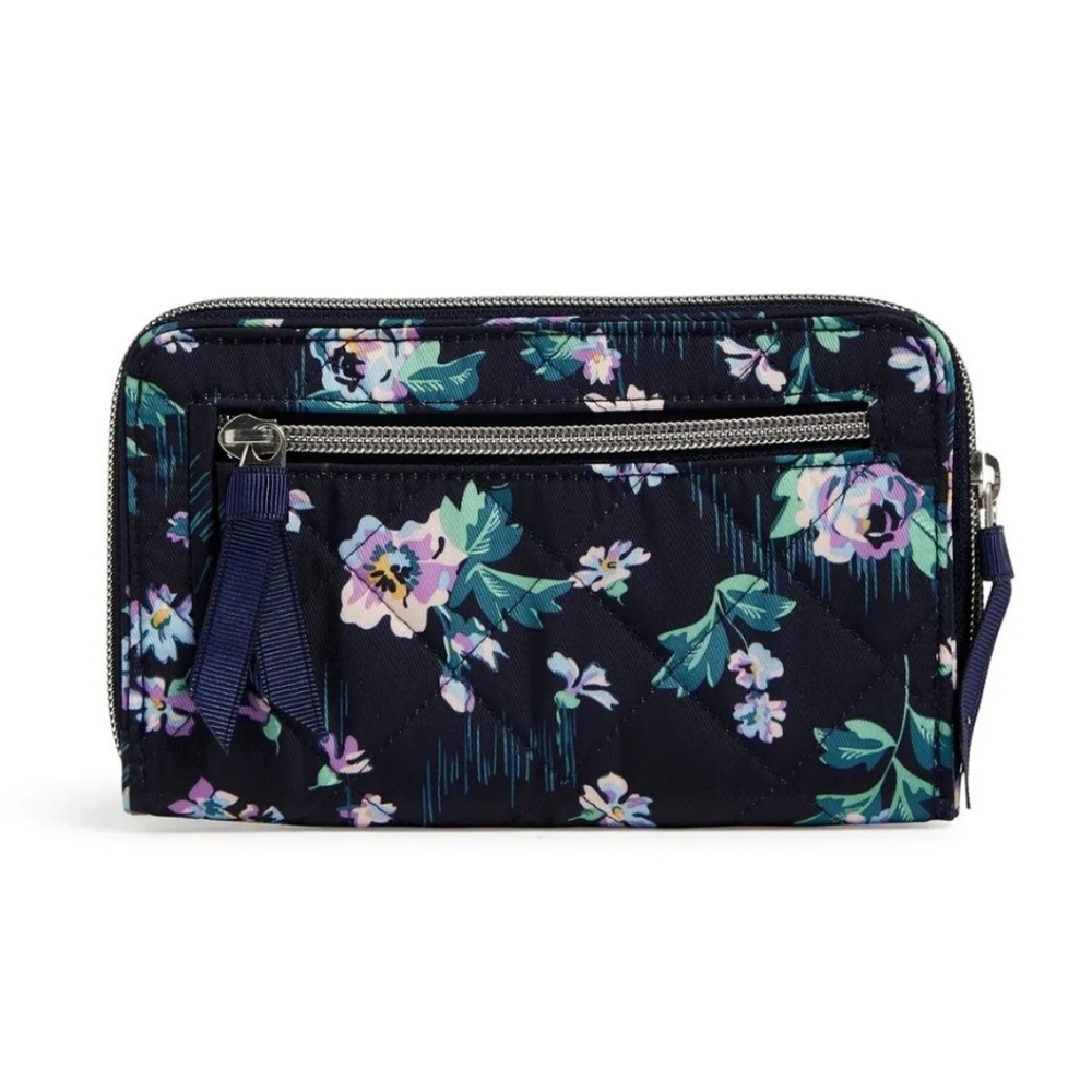 VERA BRADLEY - RFID Turnlock Wallet Navy Garden - Picture 2 of 3